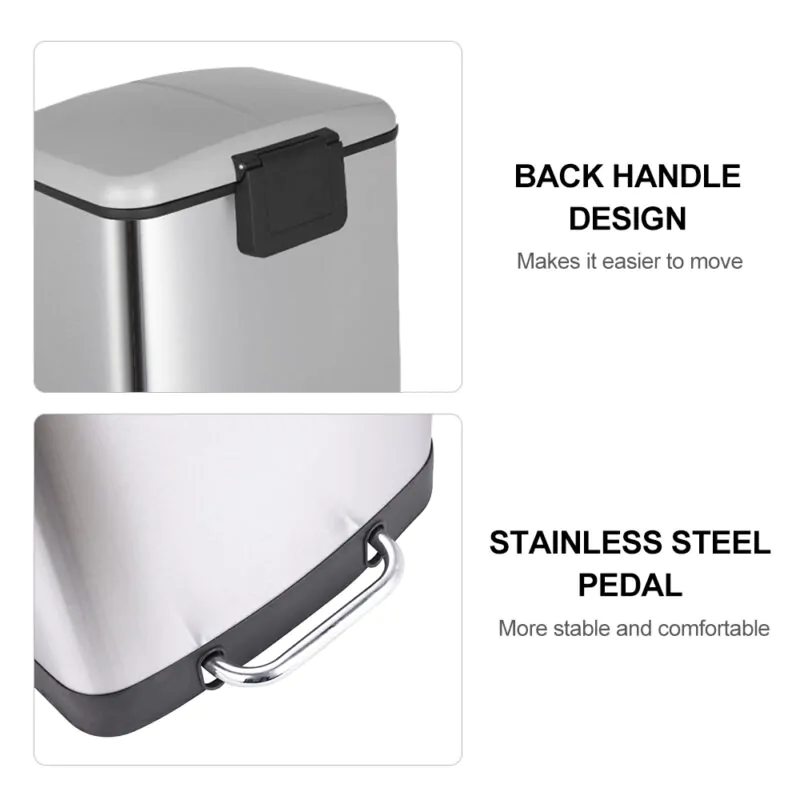 Stainless Steel Foot Step Trash Can with Lid WBS019 - Image 5