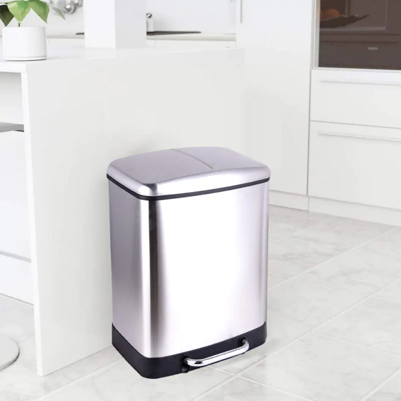 Stainless Steel Foot Step Trash Can with Lid WBS019