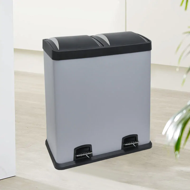 Dual Step Trash Can & Recycle Bin Stainless Steel WBS027