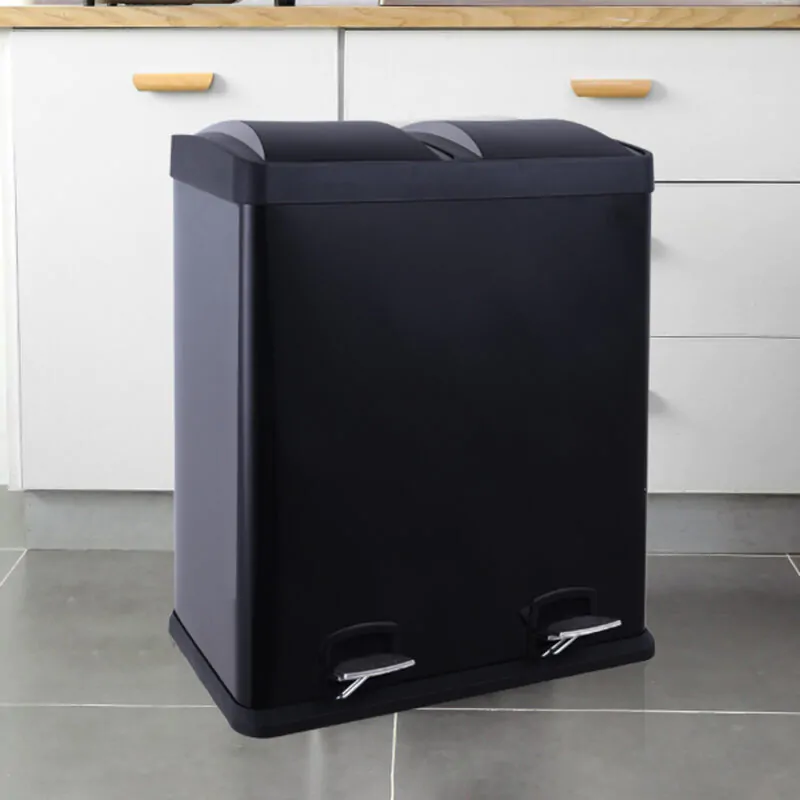 Dual Step Trash Can & Recycle Bin Stainless Steel WBS027 - Image 2
