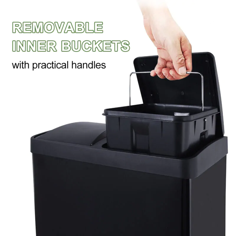 Dual Step Trash Can & Recycle Bin Stainless Steel WBS027 - Image 4