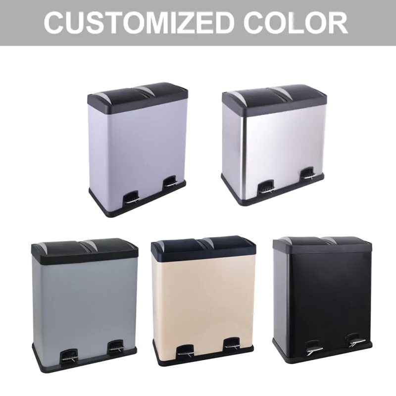 Dual Step Trash Can & Recycle Bin Stainless Steel WBS027 - Image 7