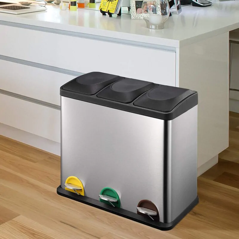 3 Garbage Cans Recycle Bin with Soft-Close Lids WBS028