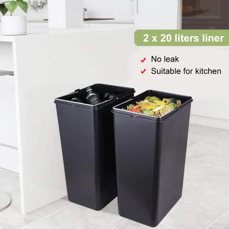 Dual Trash Can(2 x 20L) Steel Pedal with Lid WBS029 - Image 4