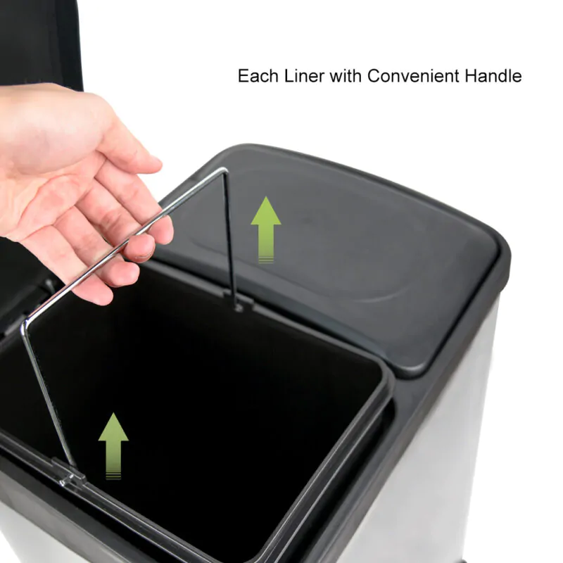 2 x 4 Gal (2 x 15L)Steel Pedal trash can with Lid WBS029 - Image 8