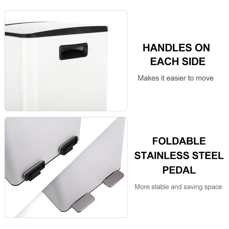 2x30L Dual Step Trash Can Steel Pedal Recycle Bin with Lid Wbs033 - Image 2