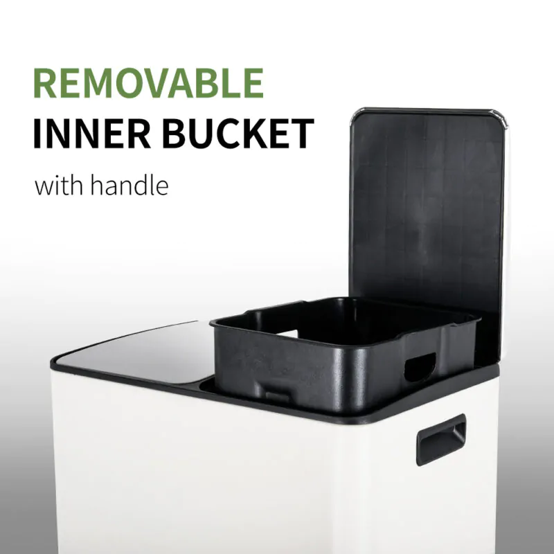 2x30L Dual Step Trash Can Steel Pedal Recycle Bin with Lid Wbs033 - Image 6