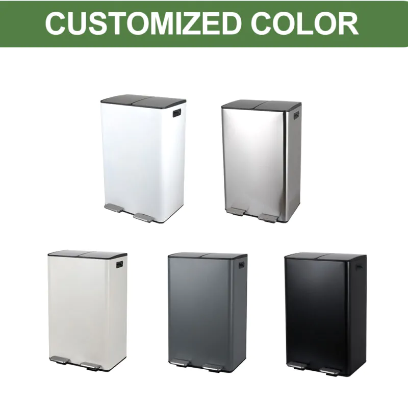 2x30L Dual Step Trash Can Steel Pedal Recycle Bin with Lid Wbs033 - Image 4