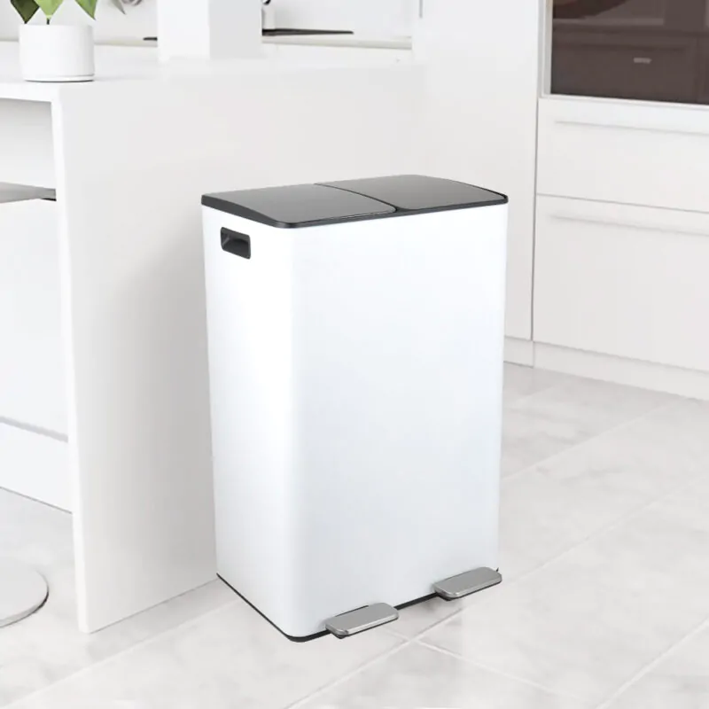 2x30L Dual Step Trash Can Steel Pedal Recycle Bin with Lid Wbs033
