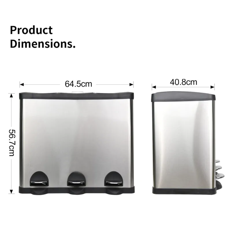 60l Trash Can Pedal  Stainless Steel Lid  Wbs034 - Image 3