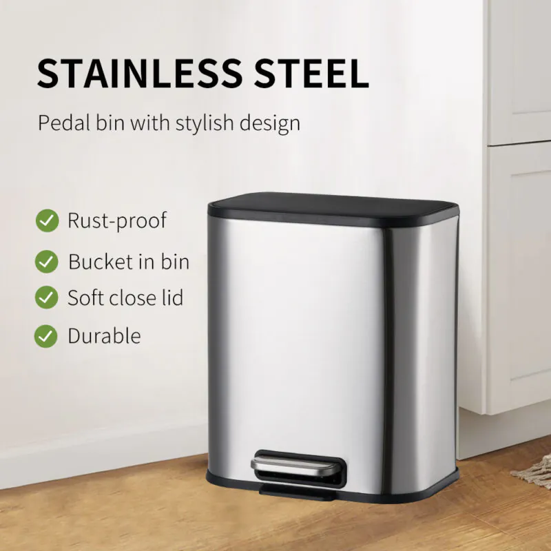 Stylish design stainless steel pedal bin WBS105