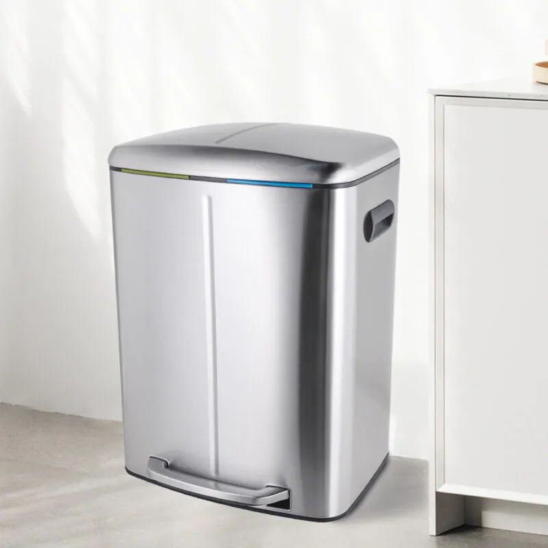 20L+20L Dual Compartment Kitchen Recycle Trash Can - Image 8