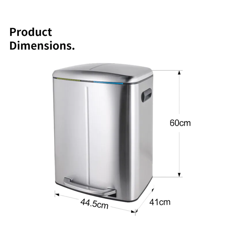 20L+20L Dual Compartment Kitchen Recycle Trash Can - Image 3