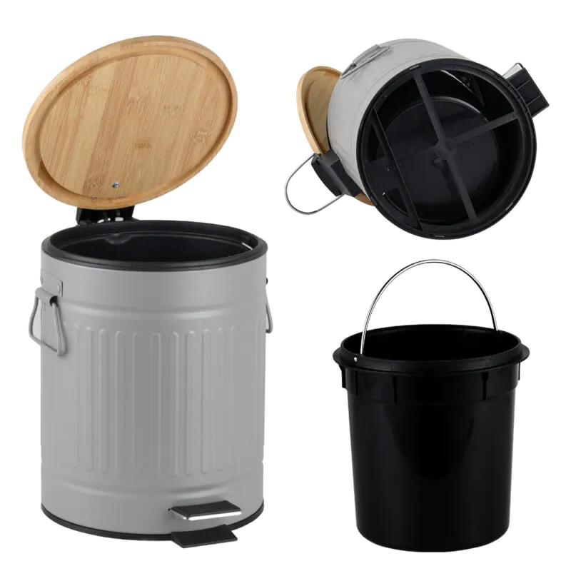 Eco-friendly Pedal Waste Bin With Bamboo Lid-WBR004 - Image 8