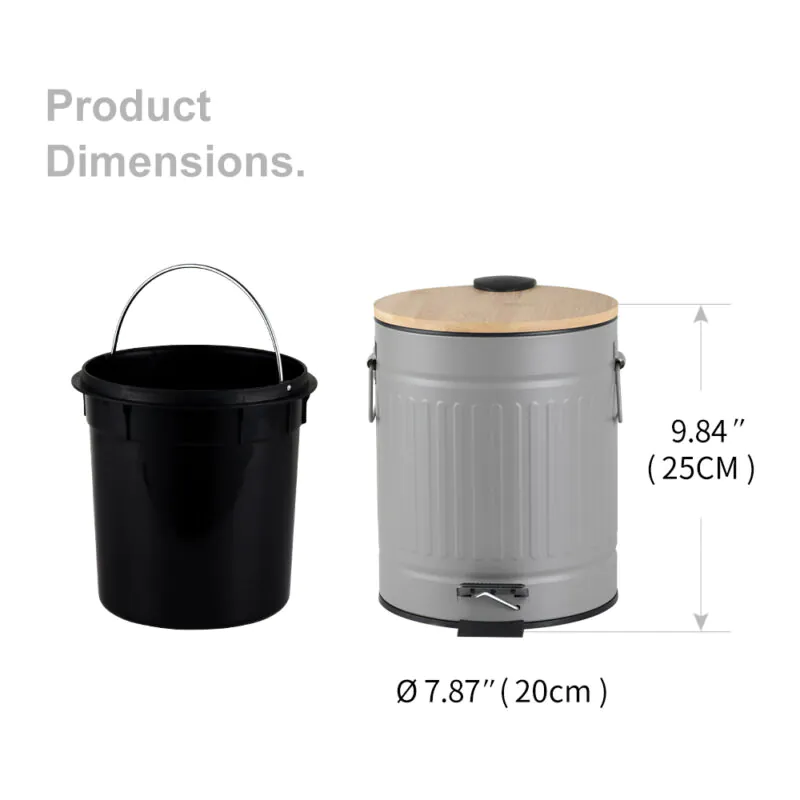 Eco-friendly Pedal Waste Bin With Bamboo Lid-WBR004 - Image 3