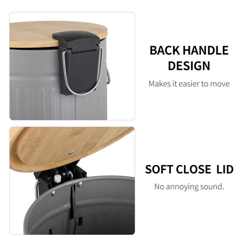 Eco-friendly Pedal Waste Bin With Bamboo Lid-WBR004 - Image 5