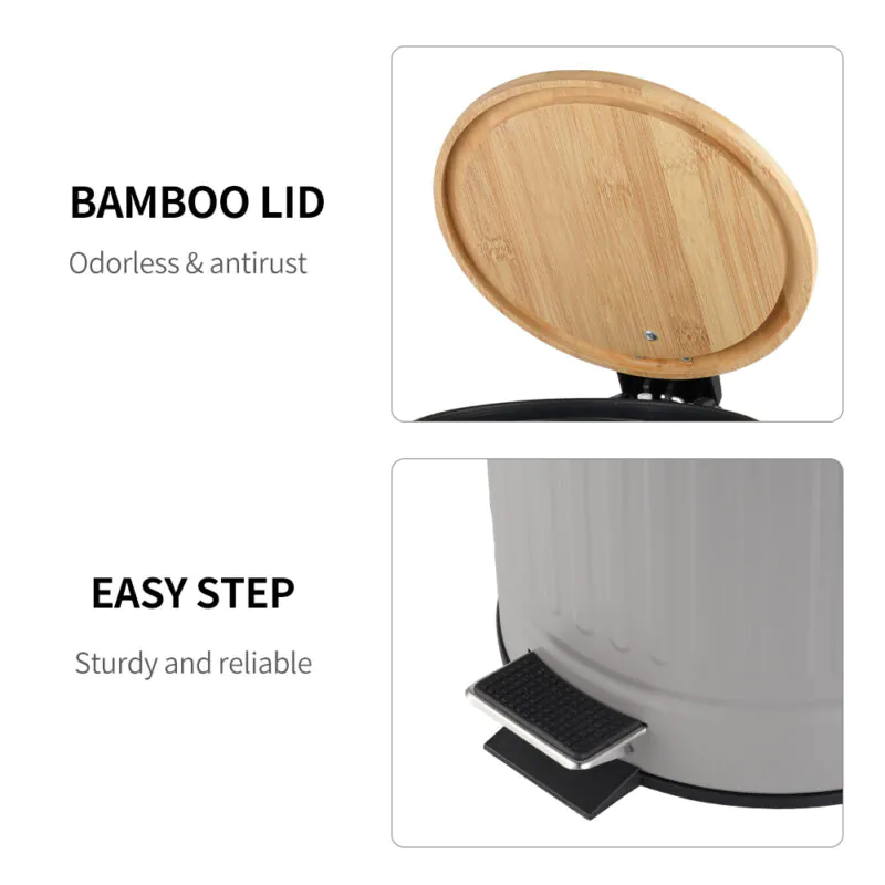 Eco-friendly Pedal Waste Bin With Bamboo Lid-WBR004 - Image 6