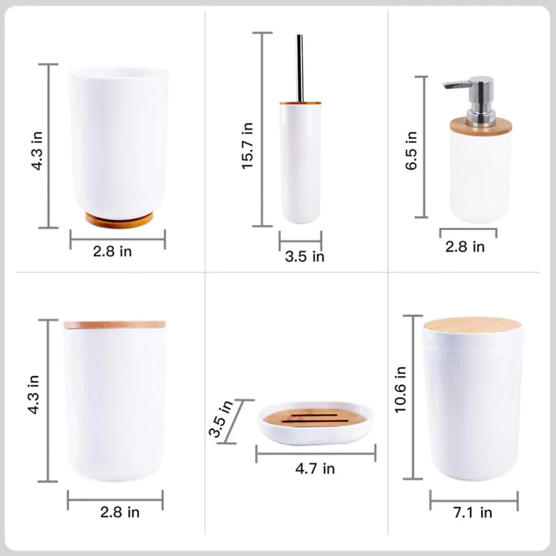 Bathroom Accessories 6PCS White PP Set BA037S08 - Image 8