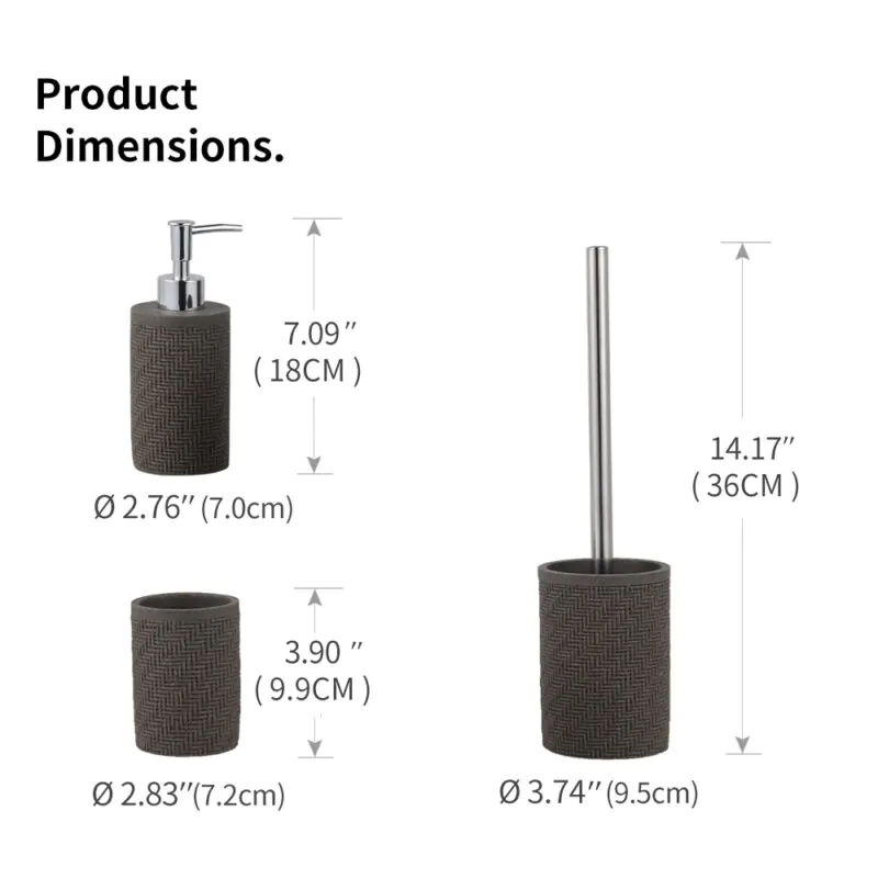 Gray Color Resin Bathroom Accessories Set BA191S03 - Image 2