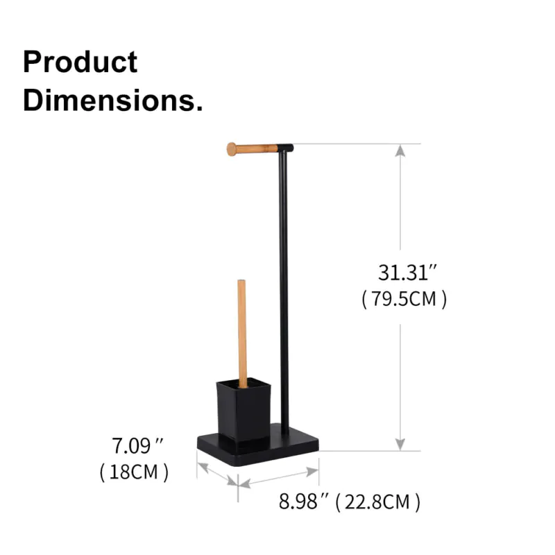 Bamboo Toilet Paper Holder with Brush Holder BTH034 - Image 3