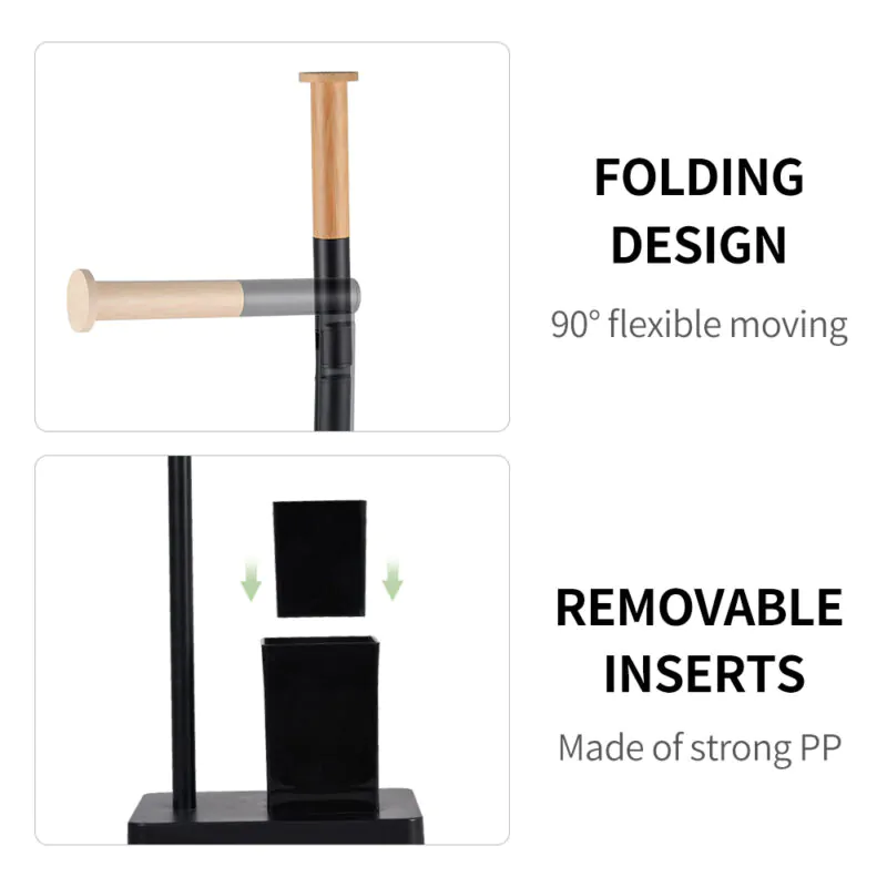 Bamboo Toilet Paper Holder with Brush Holder BTH034 - Image 5