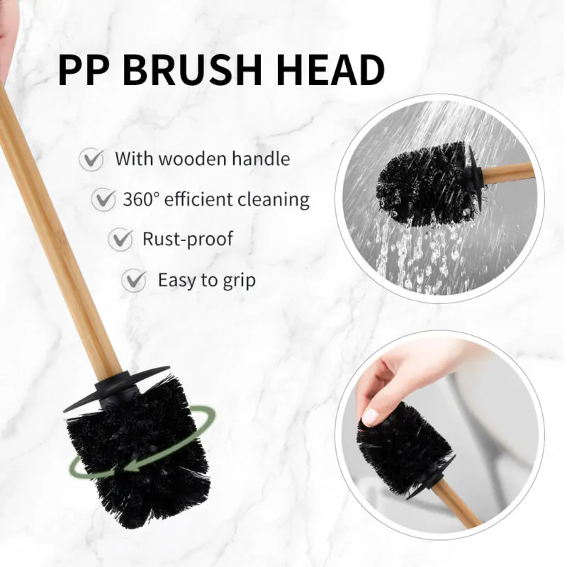 Bamboo Toilet Paper Holder with Brush Holder BTH034 - Image 6