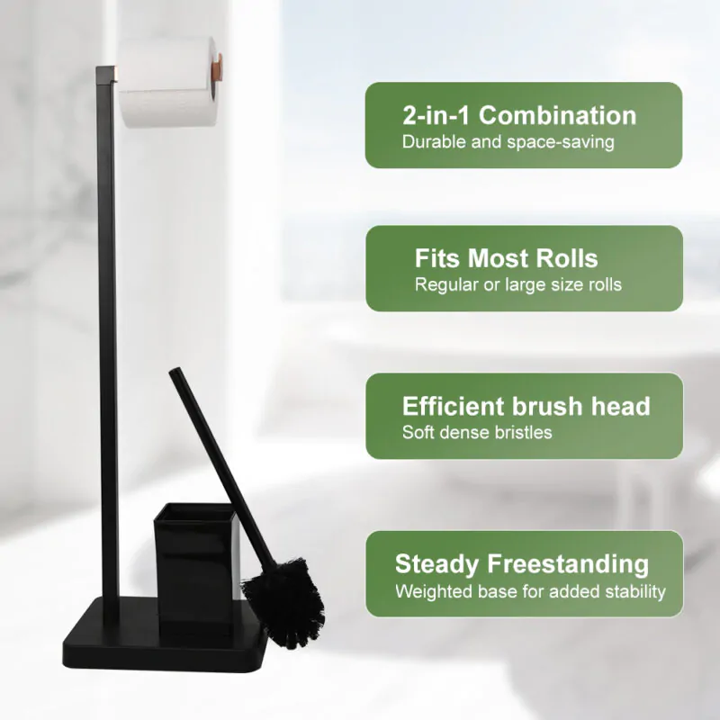 Bamboo Toilet Paper Holder with Heavy Base BTH035 - Image 2