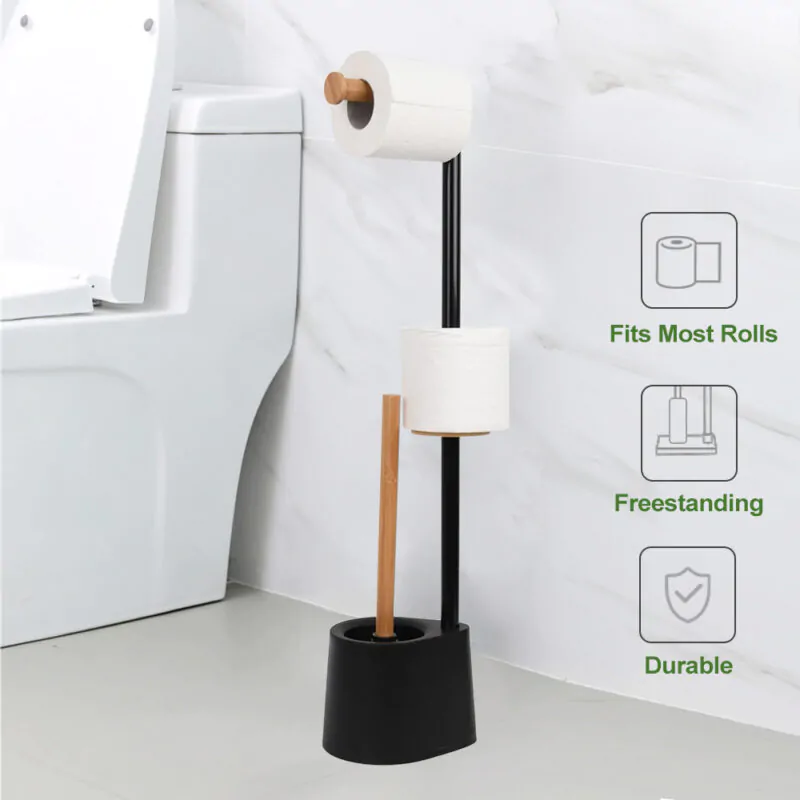 Stainless Steel Toilet Paper Holder Stand with Bristle BTH041 - Image 2