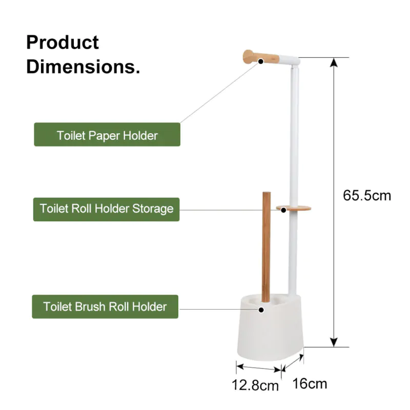 Stainless Steel Toilet Paper Holder Stand with Bristle BTH041 - Image 3
