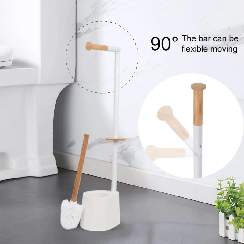 Stainless Steel Toilet Paper Holder Stand with Bristle BTH041 - Image 4