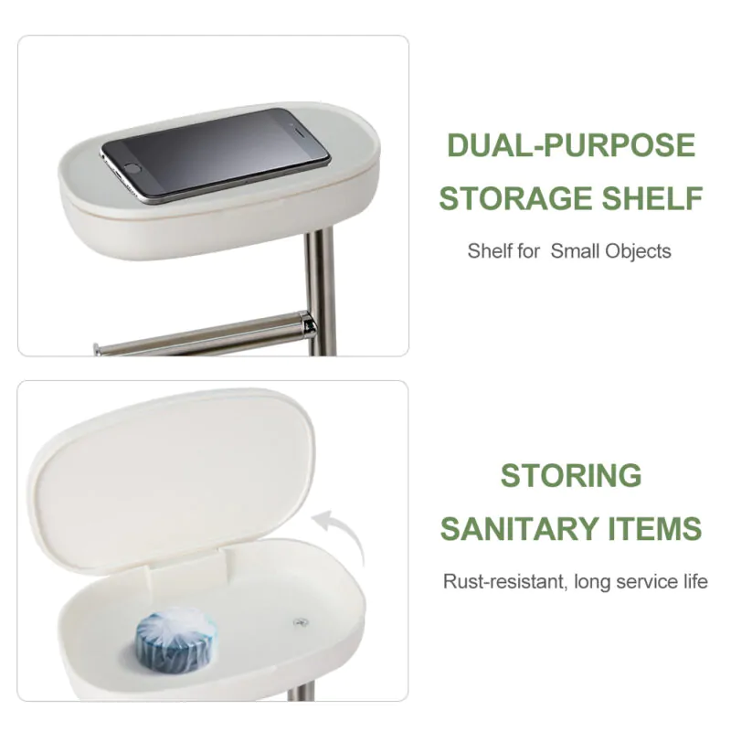 Bathroom Heavyweight Toilet Tissue Paper Roll Storage Holder Stand with Reserve and Shelve BTH042 - Image 3