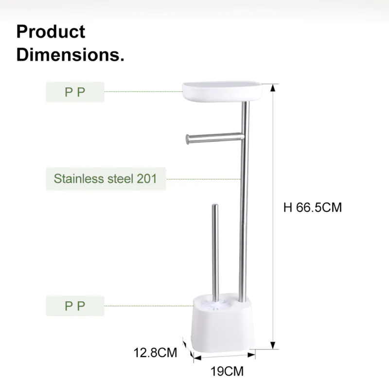 Bathroom Heavyweight Toilet Tissue Paper Roll Storage Holder Stand with Reserve and Shelve BTH042 - Image 7