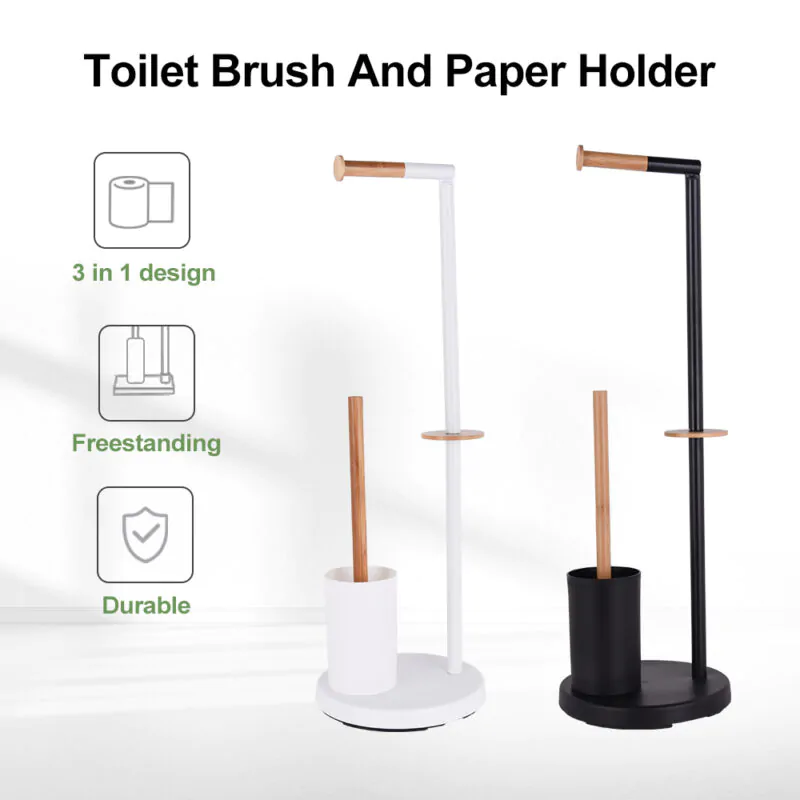 304 Stainless Steel Tissue Holder Black Toilet Paper Holder with Toilet Brush BTH047 - Image 2