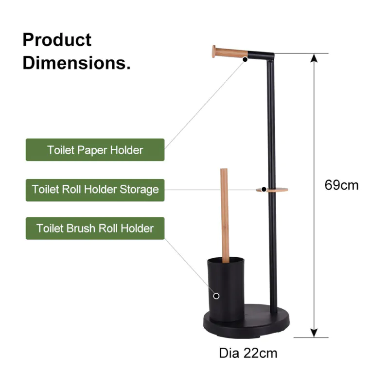 304 Stainless Steel Tissue Holder Black Toilet Paper Holder with Toilet Brush BTH047 - Image 3