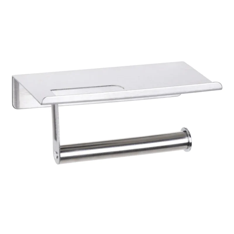 Silver Toilet Paper Holder Wall Hanging with Phone Shelf TH023B