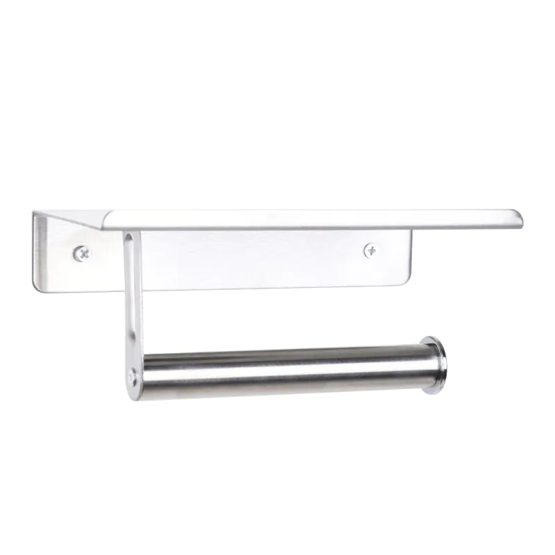Silver Toilet Paper Holder Wall Hanging with Phone Shelf TH023B - Image 3