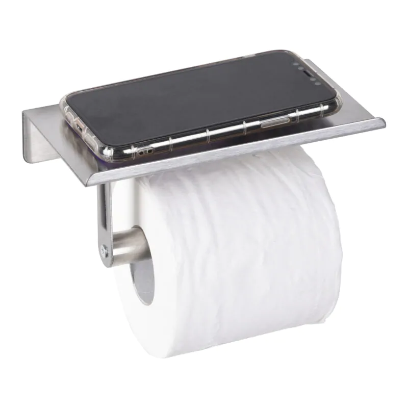 Silver Toilet Paper Holder Wall Hanging with Phone Shelf TH023B - Image 5