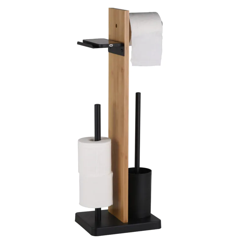 Bathroom Paper Holder with Toilet Brush and Phone Shelf BTH070 - Image 2