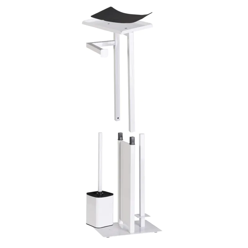 Bathroom Toilet Roll Paper Holder with Toilet Brush and Phone Shelf BTH090