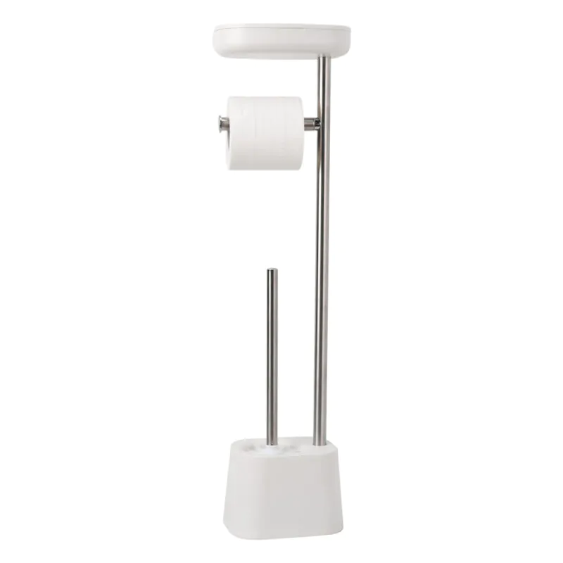 Bathroom Heavyweight Toilet Tissue Paper Roll Storage Holder Stand with Reserve and Shelve BTH042