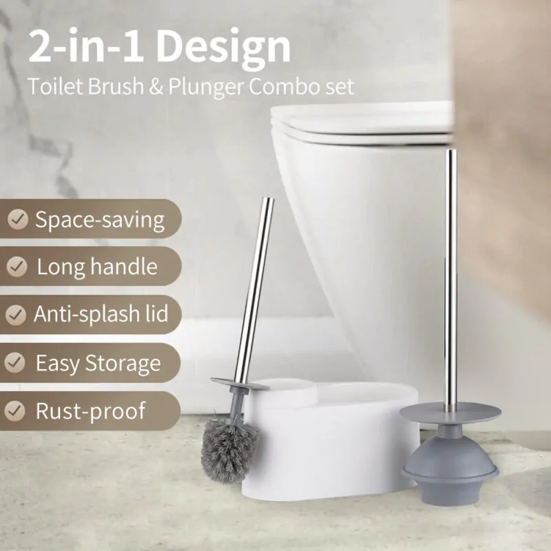 Toilet Bowl Brush Plunger Set with Holder TBO005 - Image 2