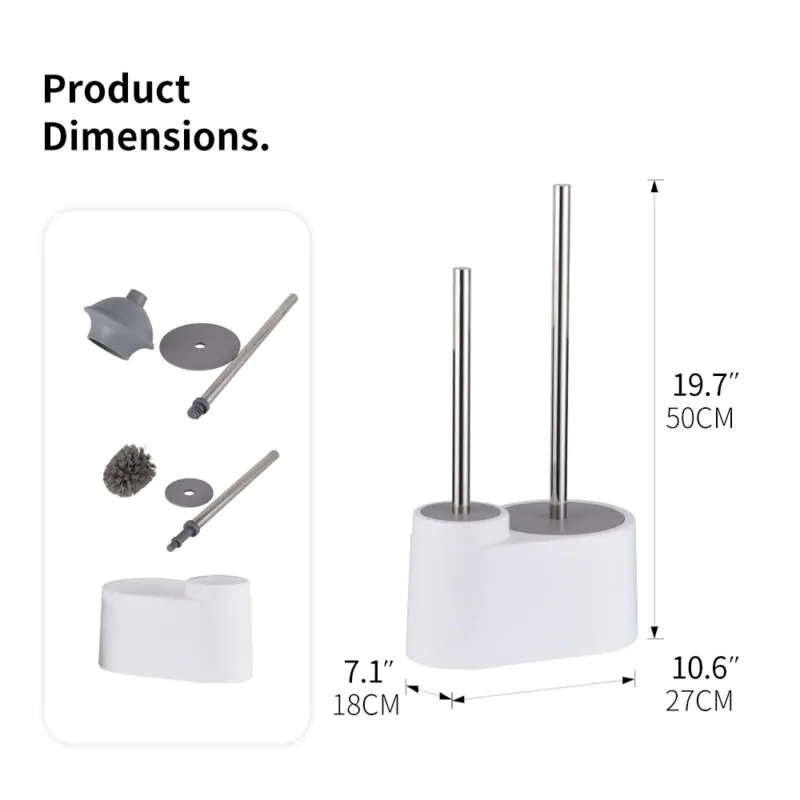 Toilet Bowl Brush Plunger Set with Holder TBO005 - Image 3