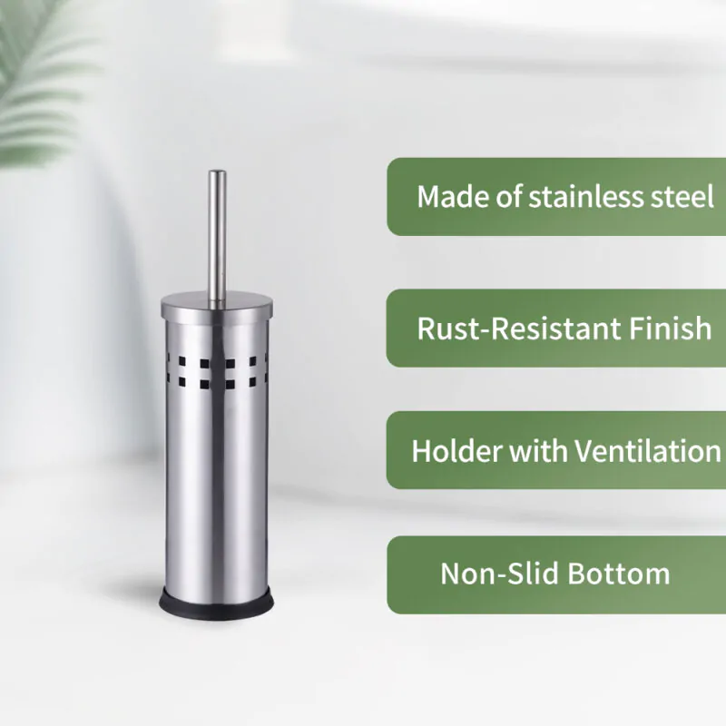 Round Toliet Stainless Steel Toilet Brush Holder TBR028 - Image 2