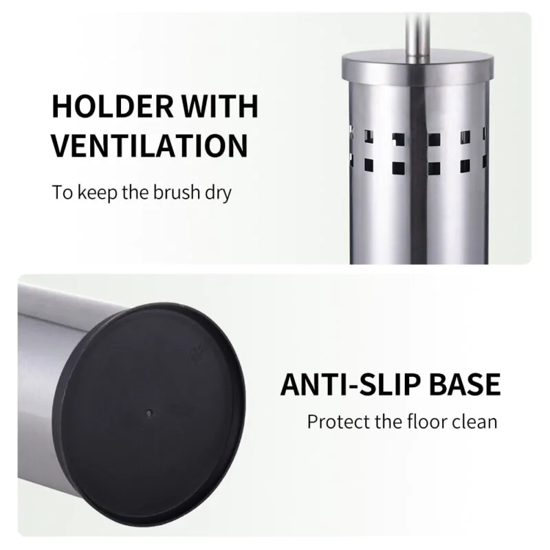 Round Toliet Stainless Steel Toilet Brush Holder TBR028 - Image 6