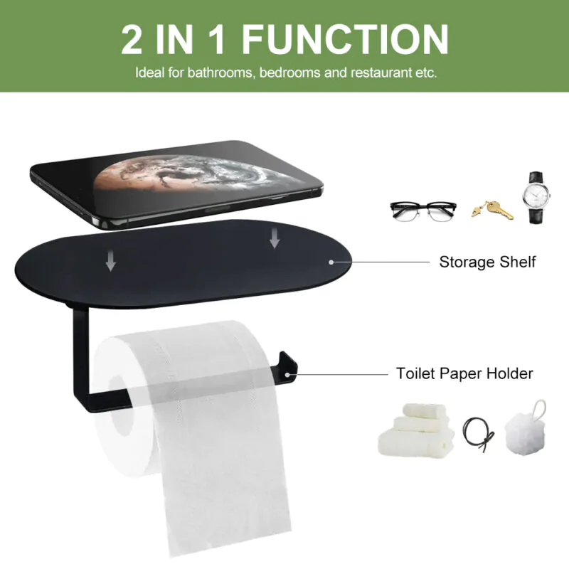 Hanging Bathroom Toilet Roll Paper Holder with Phone Shelf TH014B - Image 6