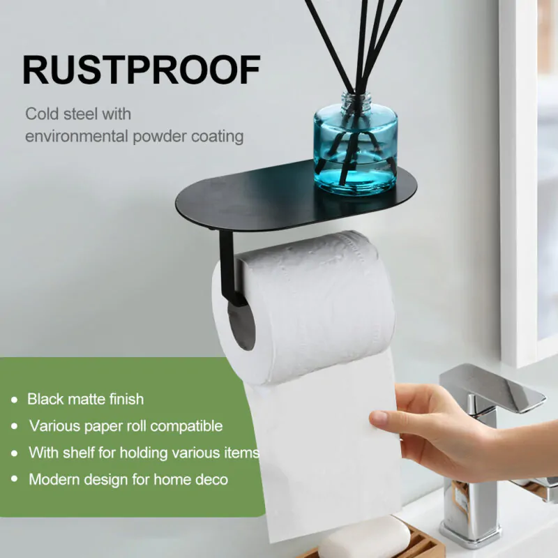 Hanging Bathroom Toilet Roll Paper Holder with Phone Shelf TH014B - Image 5