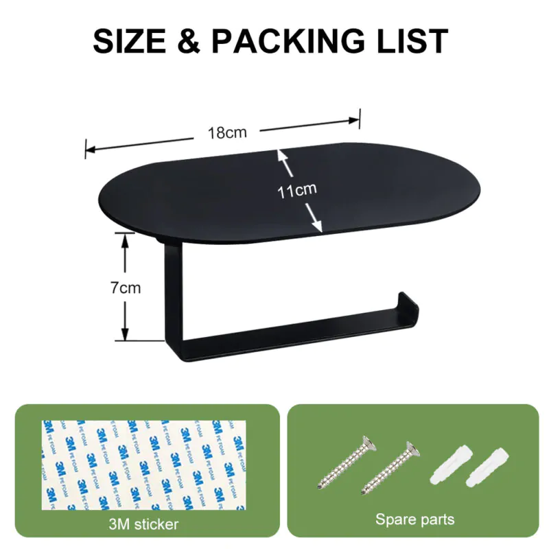 Hanging Bathroom Toilet Roll Paper Holder with Phone Shelf TH014B - Image 4