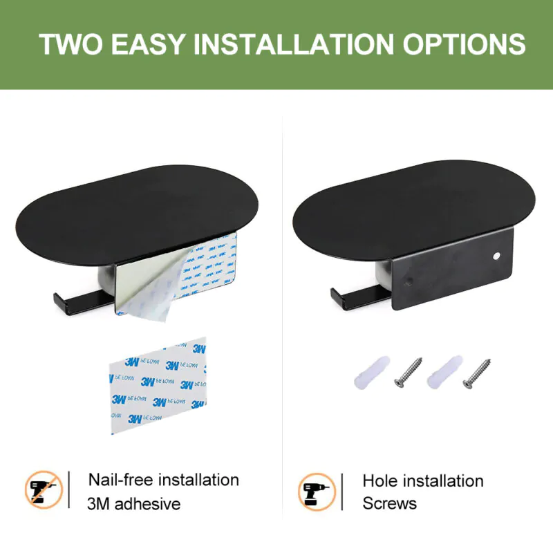 Hanging Bathroom Toilet Roll Paper Holder with Phone Shelf TH014B - Image 2