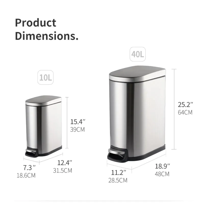 410 Stainless Steel Pedal Trash Bin WBO086 - Image 3
