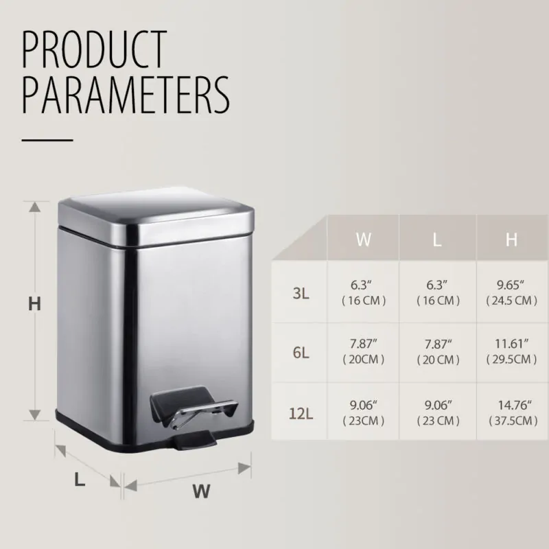 Rectangle Garbage Can with Silent Lid  WBS022 - Image 3